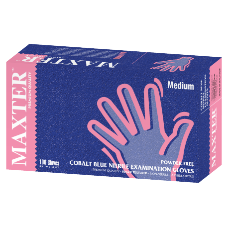 Maxter Nitrile Gloves Blue Non-Powdered Med Box/200
