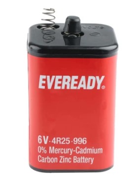 Eveready 4R25 996 Battery for Lamp 6V 11Ah, Size 996 Zinc / Manganese Dioxide