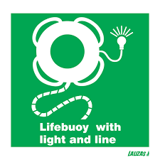 IMO Sign Lifebuoy-With Light And Line-PVC Rigid 5x5cm