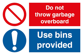 IMO Sign Do Not Throw Garbage Overboard Use Bins Provided Rigid PVC 20x32.5cm