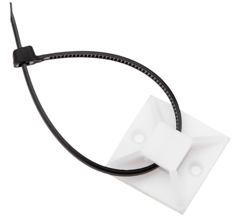RS PRO Self-Adhesive White Bases 19.5 x 19.5 mm for 5mm Cable Ties (Pack of 2)