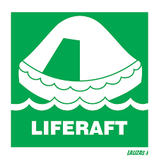 IMO Sign Liferaft Adhesive Backed 5x5cm