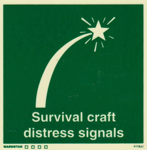 IMO Sign Survival Craft-With Text-Adhesive Backed 5x5cm