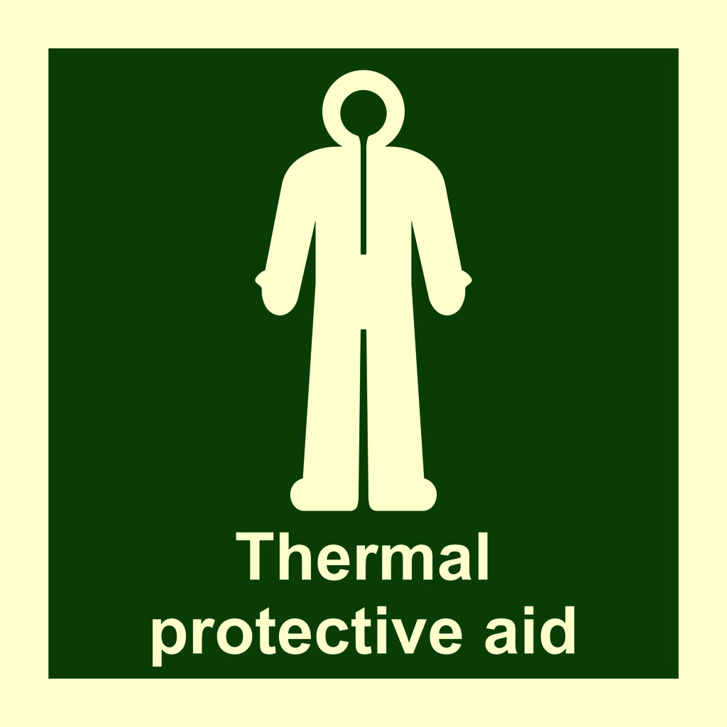 IMO Sign-Thermal Protective Aid-Adhesive Backed 5x5cm