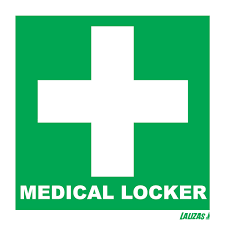 IMO Sign Medical Locker-Adhesive Backed 5x5cm