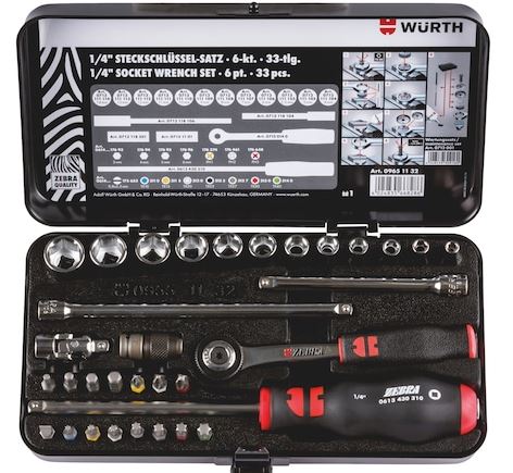 Wurth Zebra Assortment Of 1/4" Socket Wrench Set 33pcs