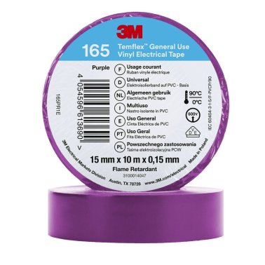 3M Temflex 165 Purple Electrical Tape 15mmx10m