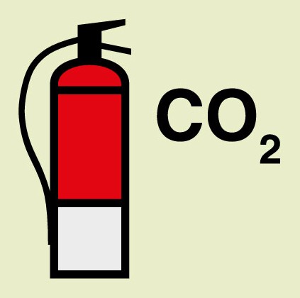 IMO Sign Sticker- Co2 Fire Extinguisher  - Red print on transparent vinyl -50x50cm