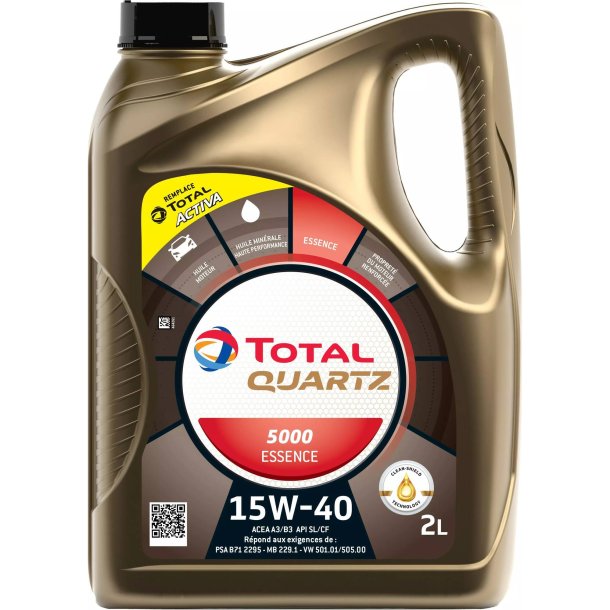 Total Neptuna Quartz 5000 15W-40 4 Stroke Oil 2L Petrol