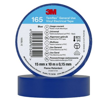 3M Temflex 165 Blue Electrical Tape 15mmx10m