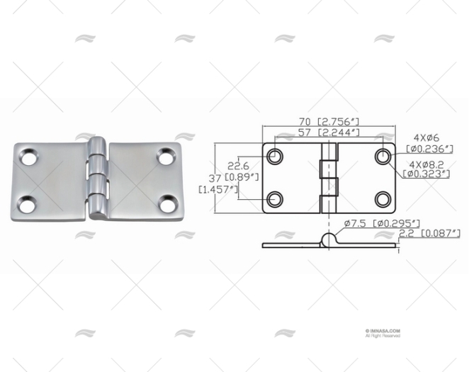 Sst316-Butt Hinge-37x70mm
