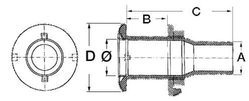 Thru Hull 3/8" x 15 mm AISI 316