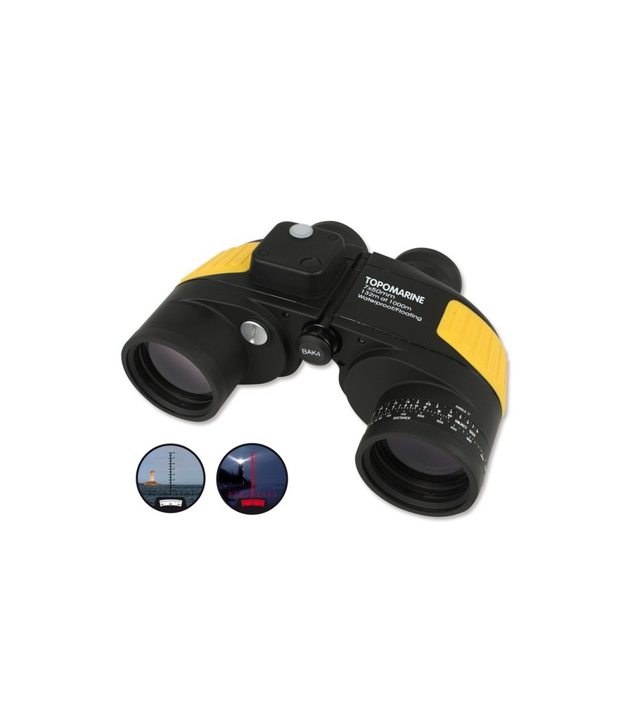 TopoMarine Rescue Floating Binoculars + Compass 7x50