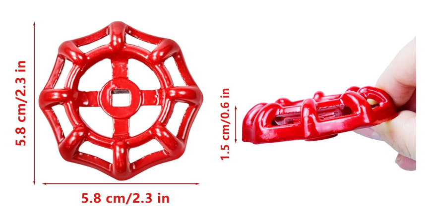 Metal Valve Handle External Handwheel Red Square Pin 6 x 6mm