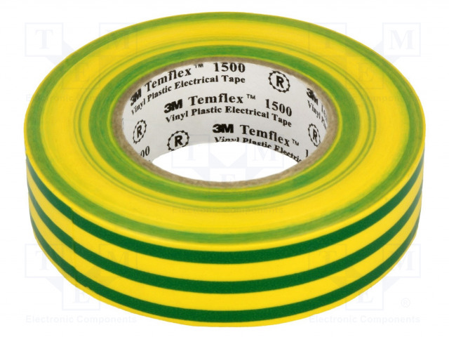 3M Temflex 1500 Green/Yellow Electrical Tape
