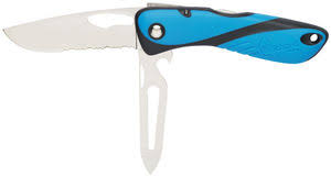 Wichard Offshore Knife - Serrated Blade + Unraveling Tool / Marlin Spike - Blue